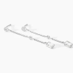 Boucles D'oreilles Puces Argane Argent Blanc Oxyde De Zirconium