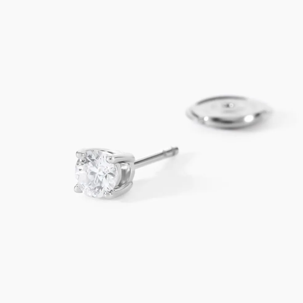 Boucles D'Oreilles Puces Aphrodite Or Blanc Diamant