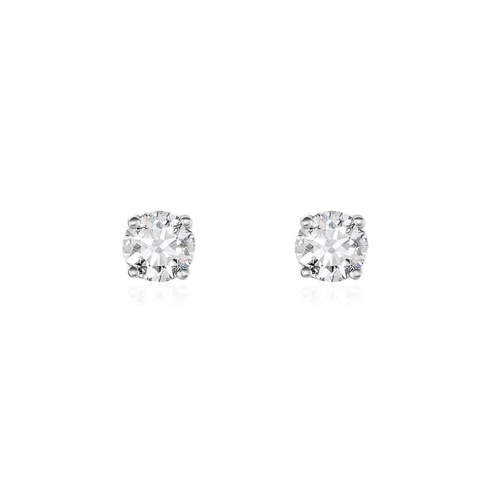 Boucles D'oreilles Puces Aphrodite Or Blanc Diamant