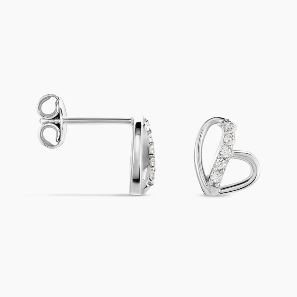 Boucles D'oreilles Puces Arika Argent Blanc Oxyde De Zirconium