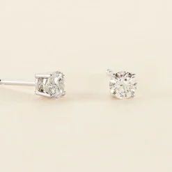 Boucles D'oreilles Puces Aphrodite Platine Blanc Diamant