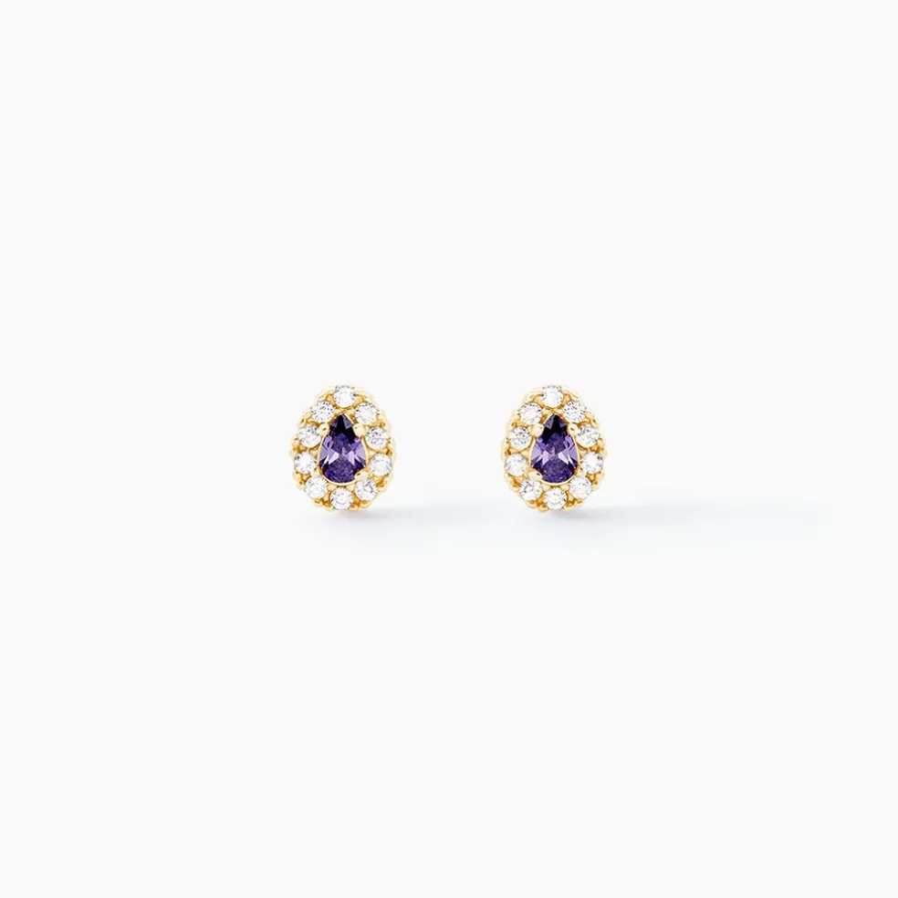 Boucles D'oreilles Puces Agostinho Or Jaune Oxyde De Zirconium