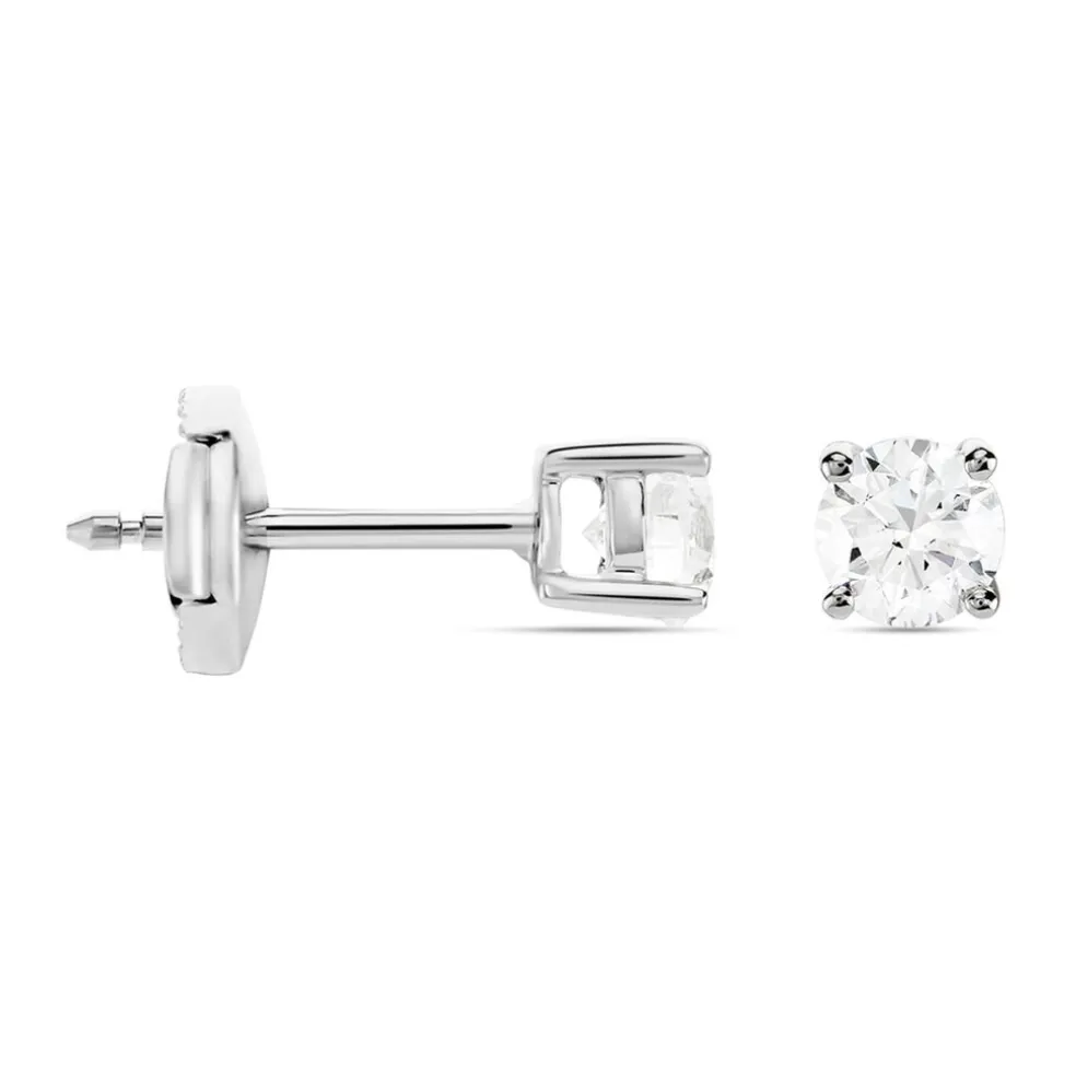 Boucles D'oreilles Puces Aphrodite Platine Blanc Diamant