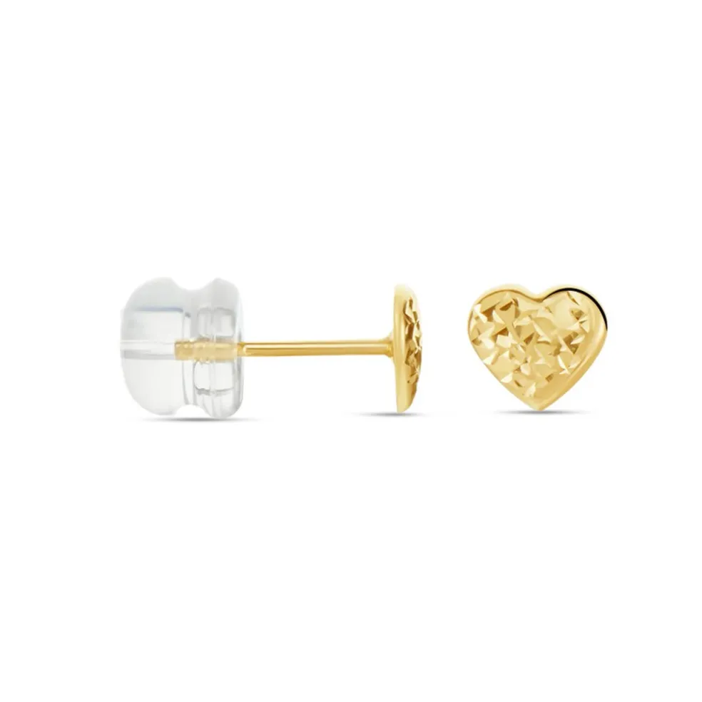 Boucles D'oreilles Puces Arisaema C艙ur Or Jaune