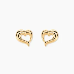 Boucles D'oreilles Puces Anne-maudae Coeurs Or Jaune