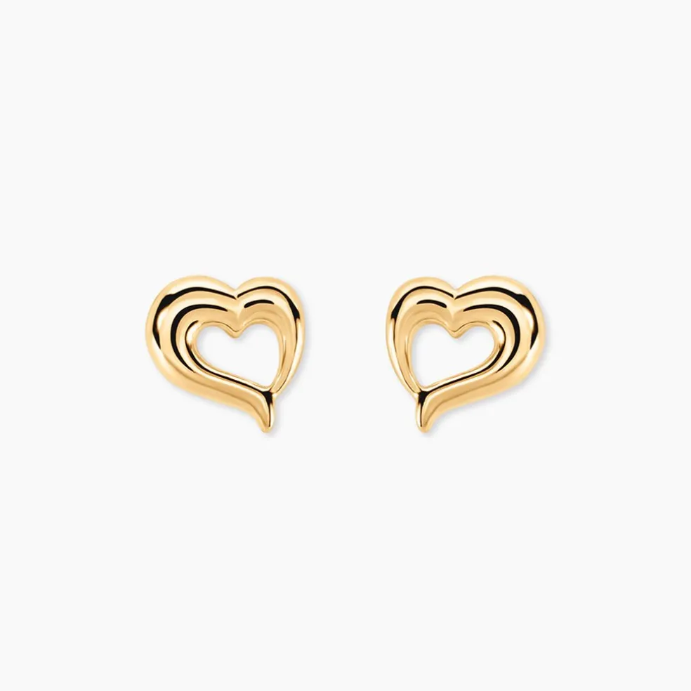 Boucles D'oreilles Puces Anne-maudae Coeurs Or Jaune