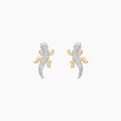 Boucles D'oreilles Puces Azzedine Salamandre Or Bicolore
