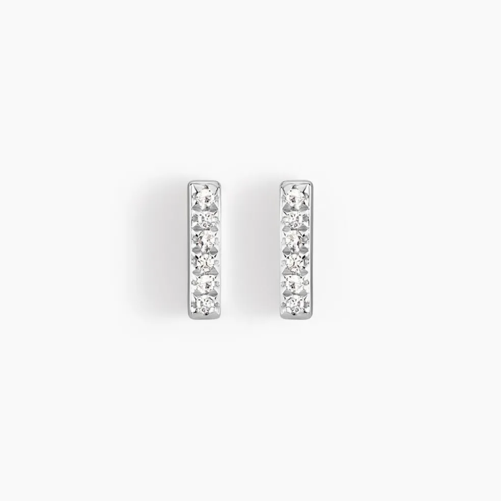 Boucles D'oreilles Puces Aprhodisia Or Blanc Diamant Blanc