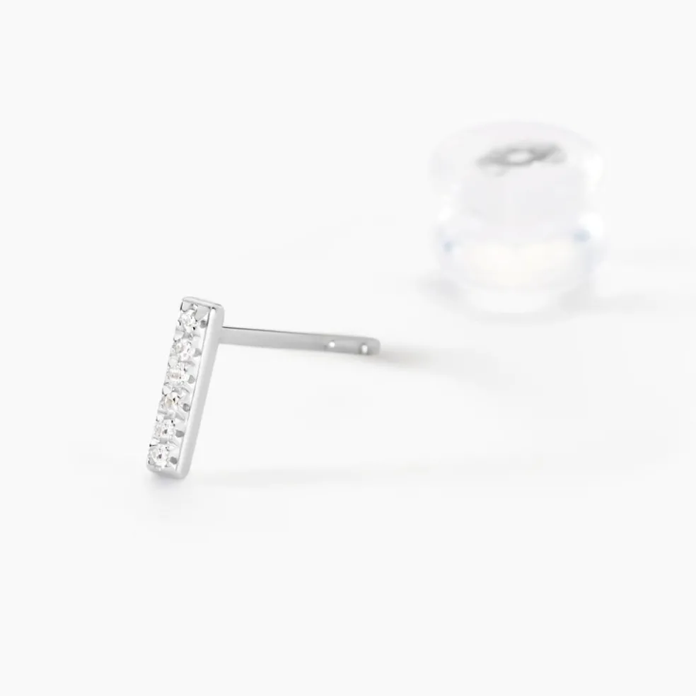 Boucles D'oreilles Puces Aprhodisia Or Blanc Diamant Blanc