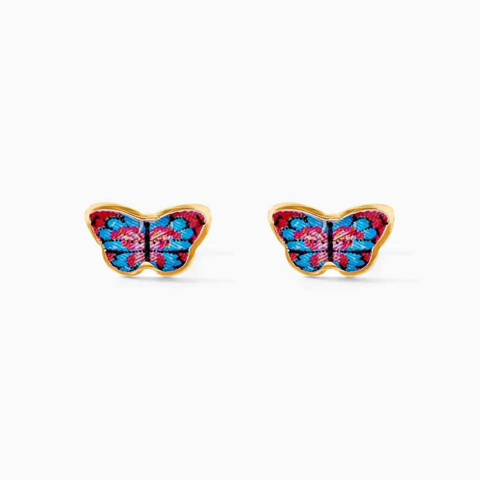 Boucles D'oreilles Puces Aurida Papillon Or Jaune