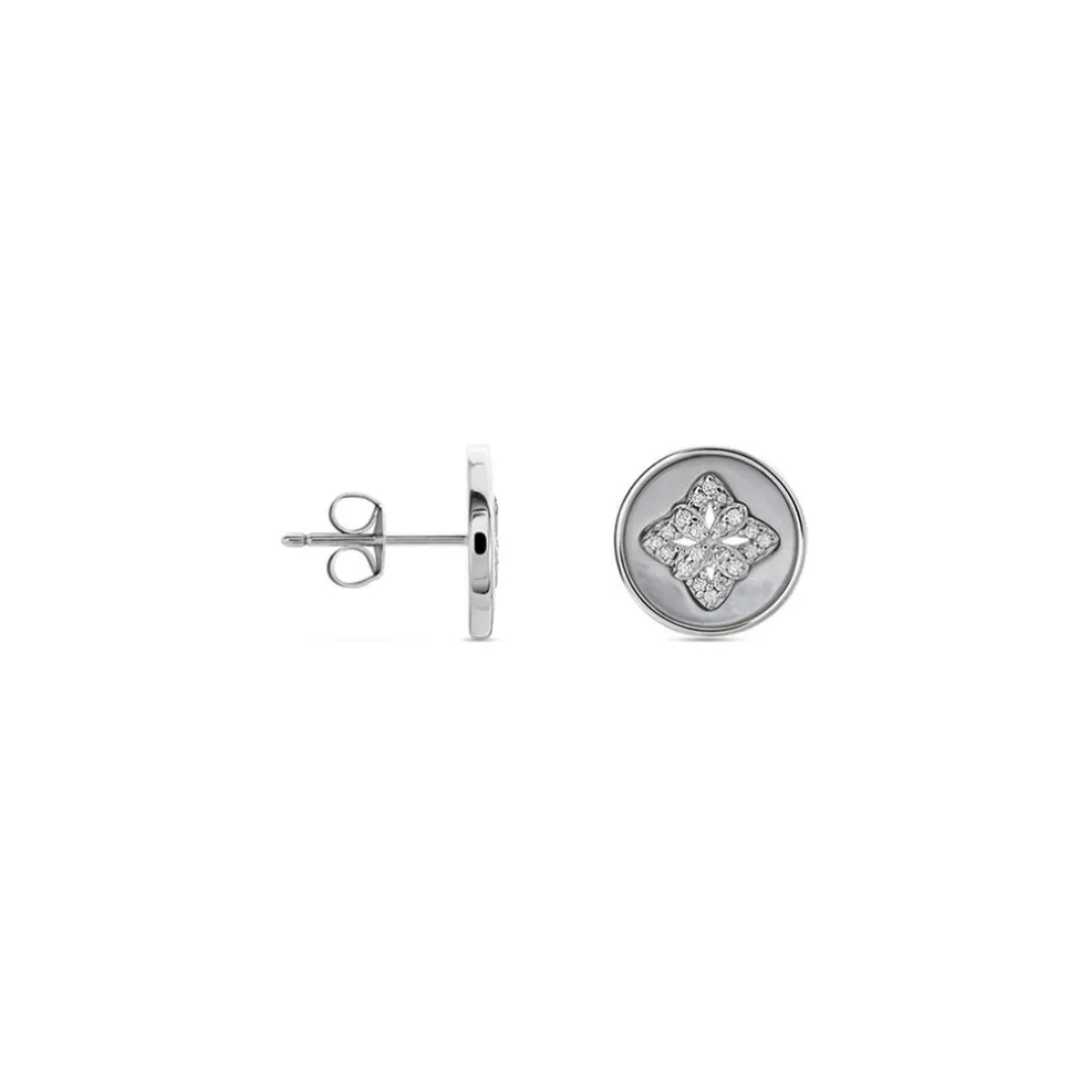Boucles D'oreilles Puces Alexine Argent Blanc Oxyde De Zirconium