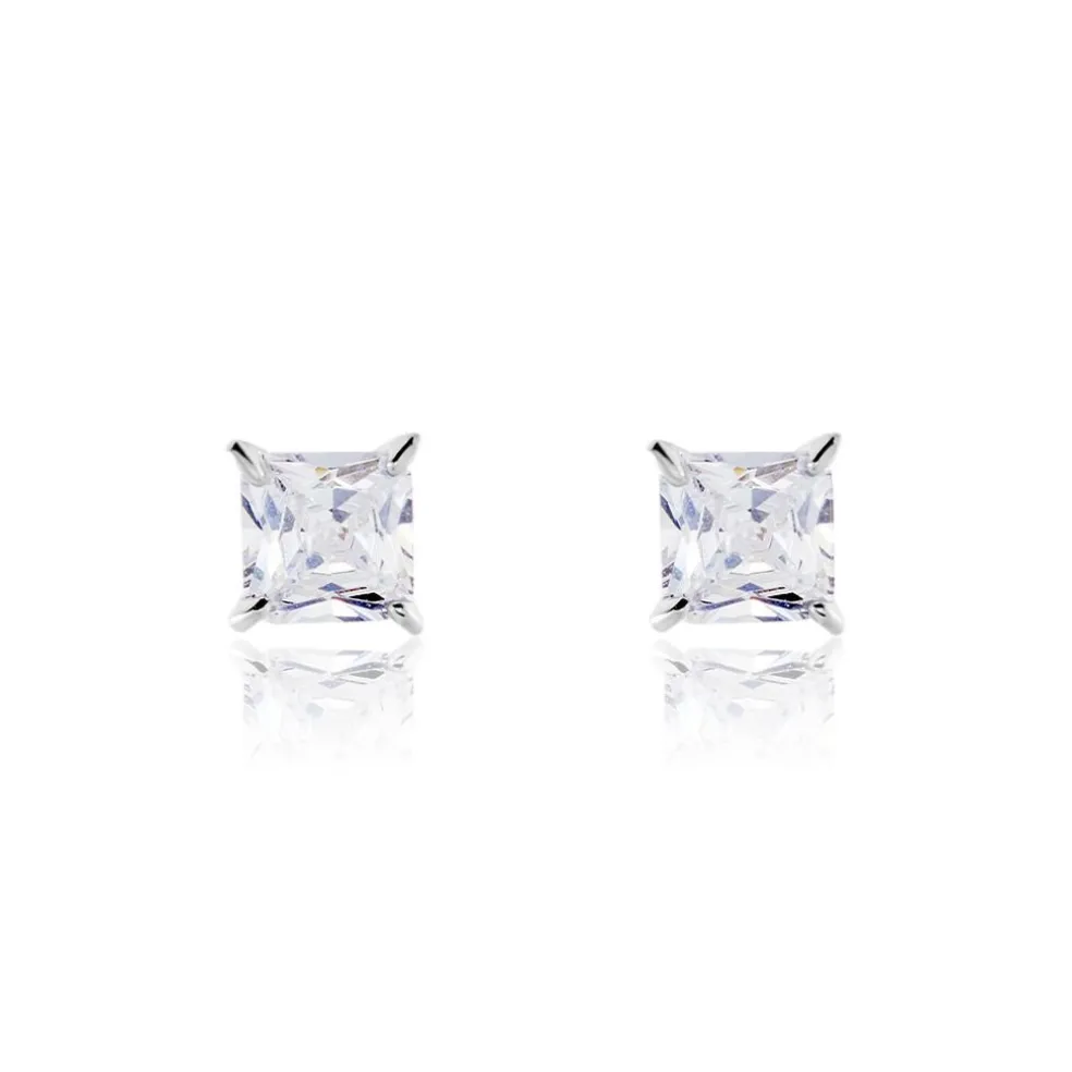 Boucles D'oreilles Puces Alys Argent Blanc Oxyde De Zirconium