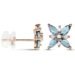 Boucles D'oreilles Puces Anabele Or Rose Topaze Oxyde