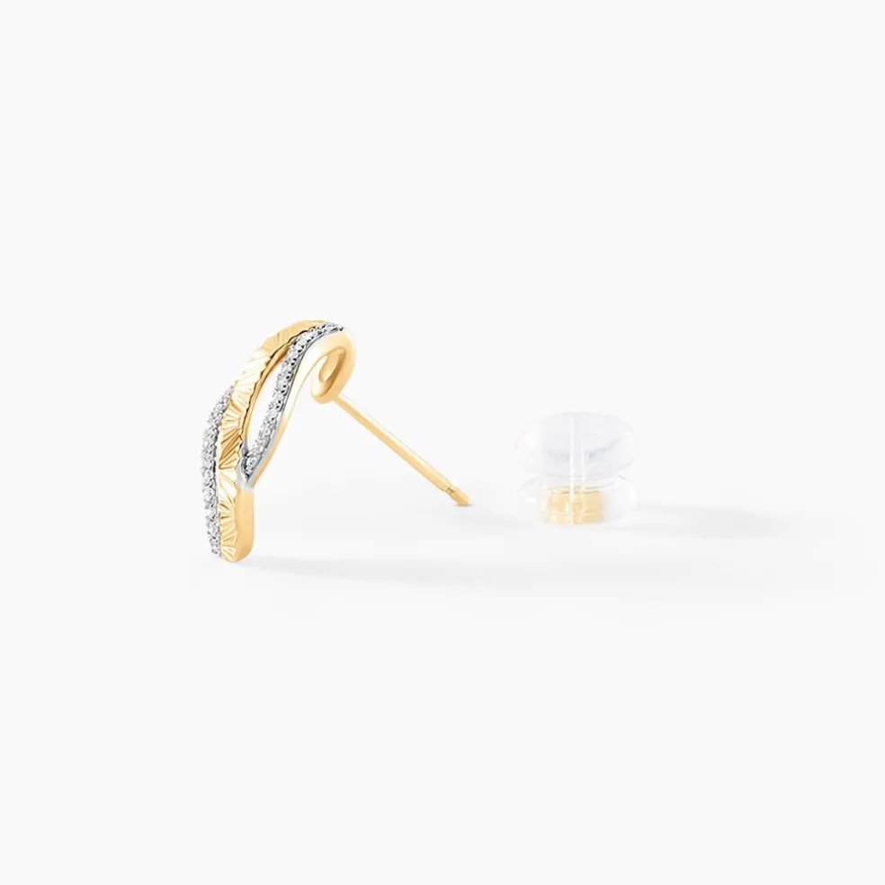 Boucles D'oreilles Puces Bathilde Or Jaune Diamant