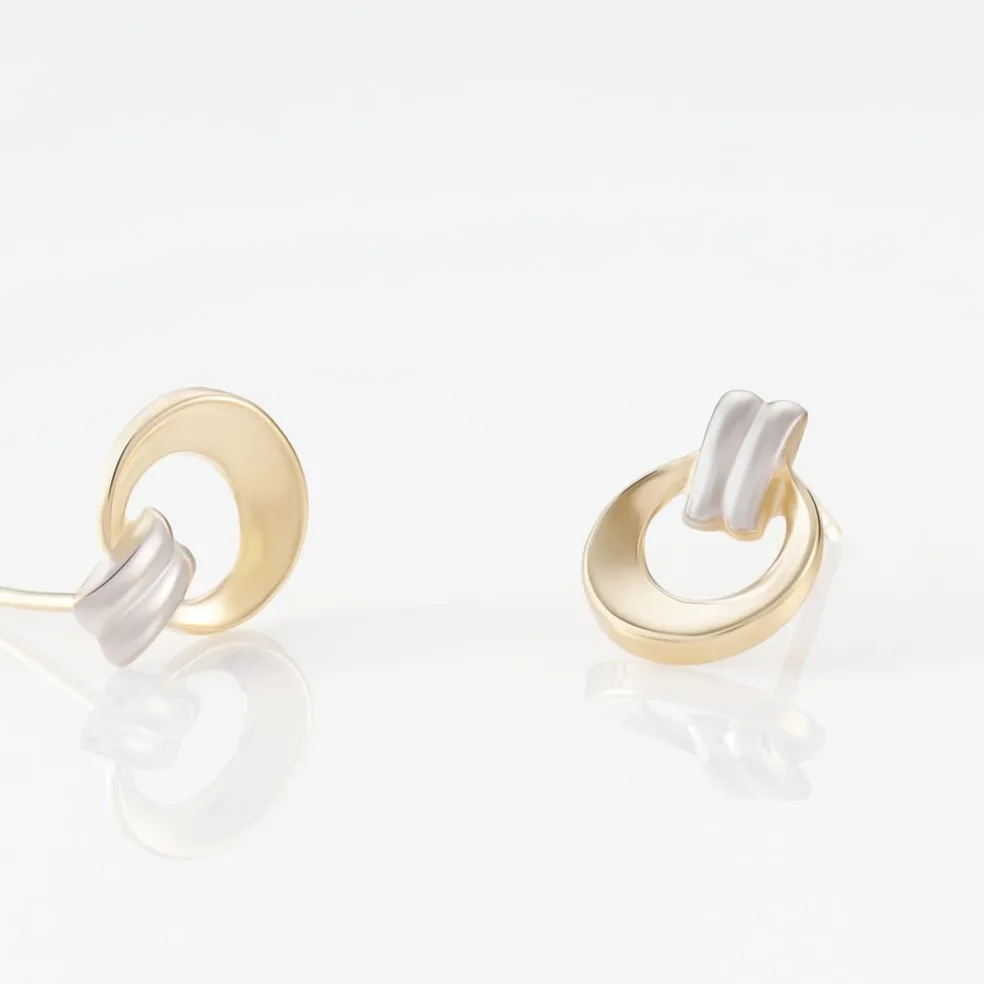 Boucles D'oreilles Puces Berangere Cercle Or Bicolore