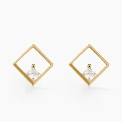 Boucles D'oreilles Puces Brent Or Jaune Oxyde De Zirconium