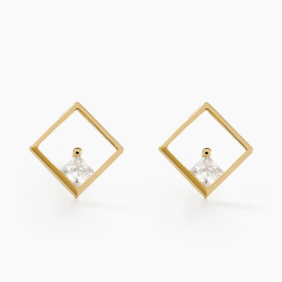 Boucles D'oreilles Puces Brent Or Jaune Oxyde De Zirconium