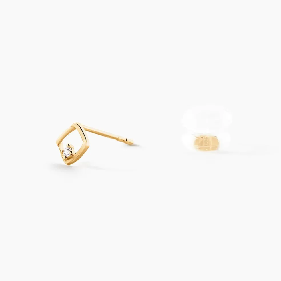 Boucles D'Oreilles Puces Brent Or Jaune Oxyde De Zirconium