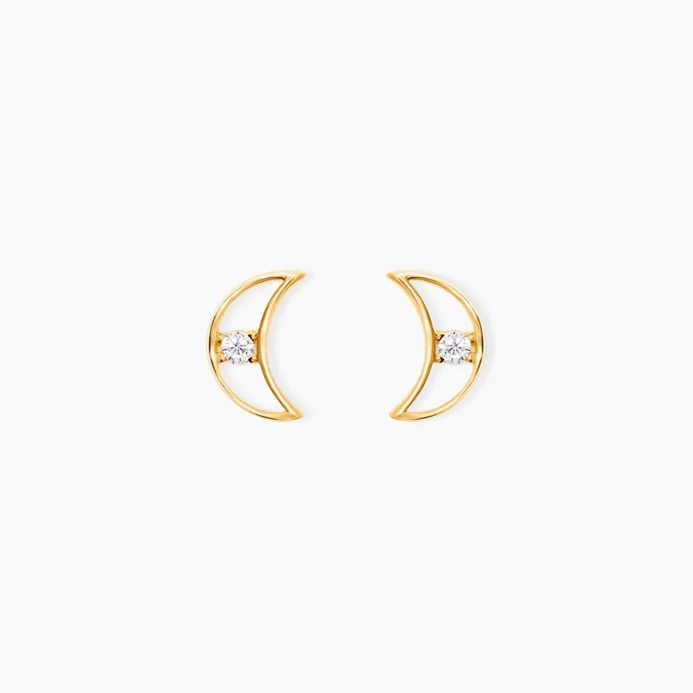 Boucles D'Oreilles Puces Brent Or Jaune Oxyde De Zirconium