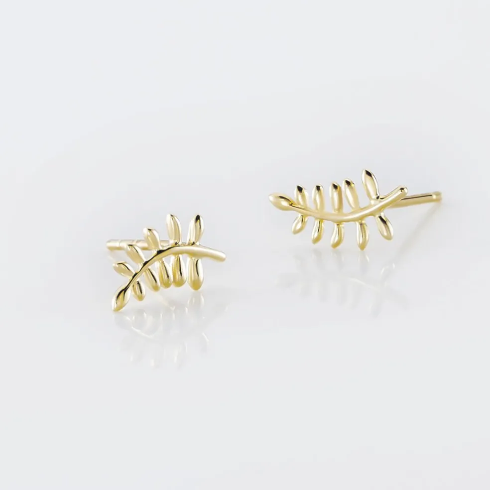 Boucles D'oreilles Puces Bartolomea Feuilles Or Jaune