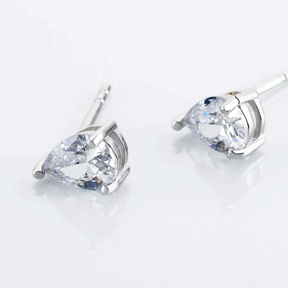 Boucles D'oreilles Puces Clarysse Argent Blanc Oxyde De Zirconium