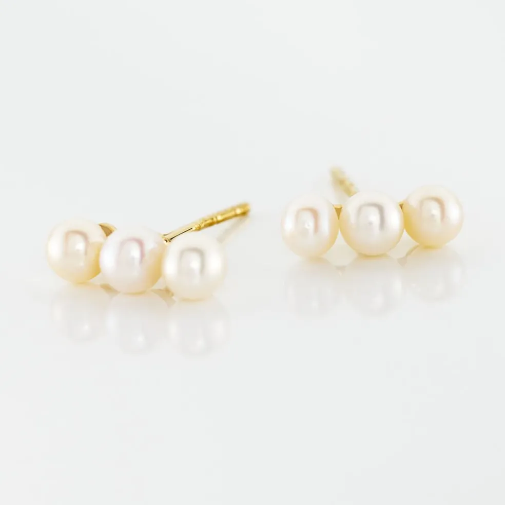 Boucles D'oreilles Puces Caitlyn Or Jaune Perle De Culture