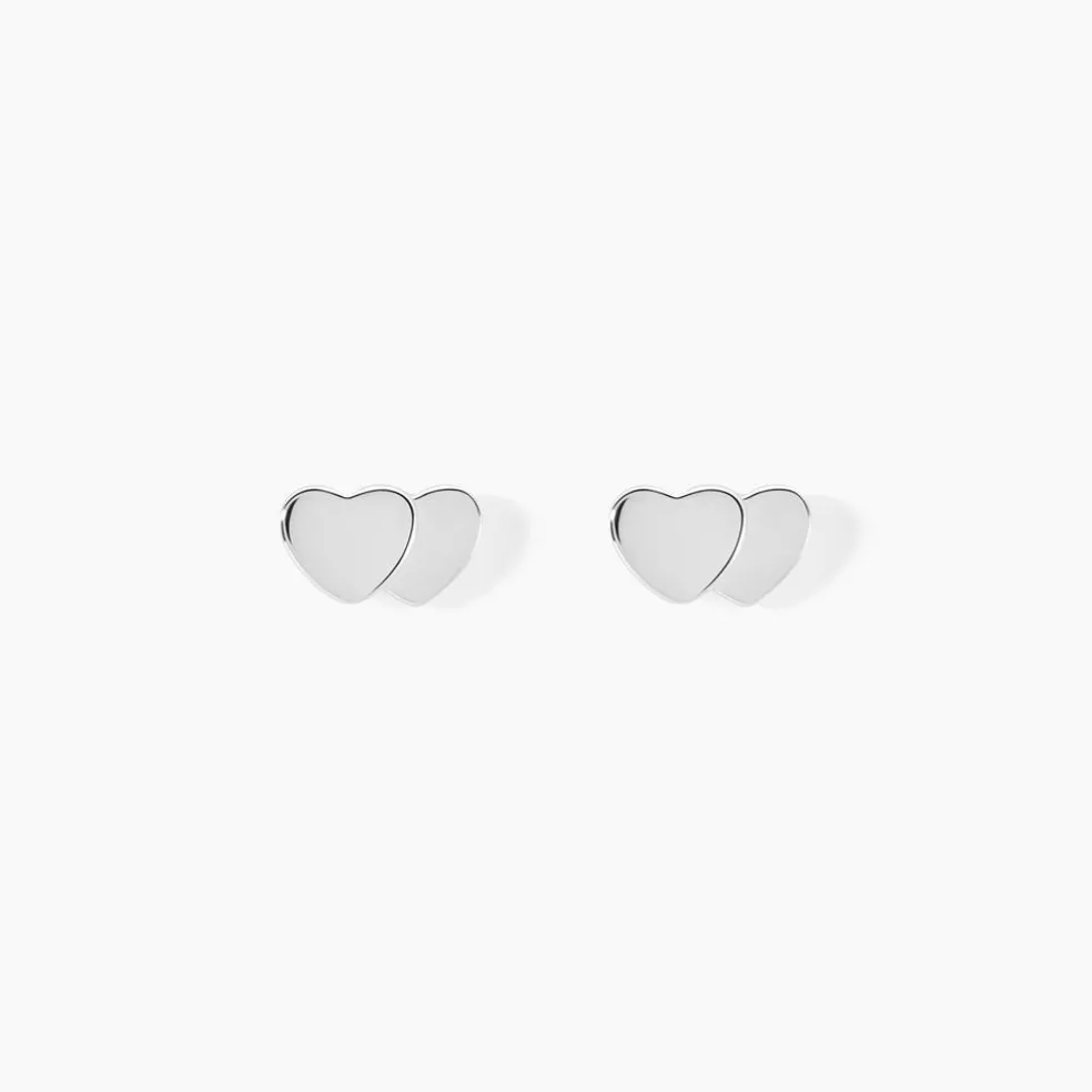 Boucles D'oreilles Puces Collinette Argent Blanc