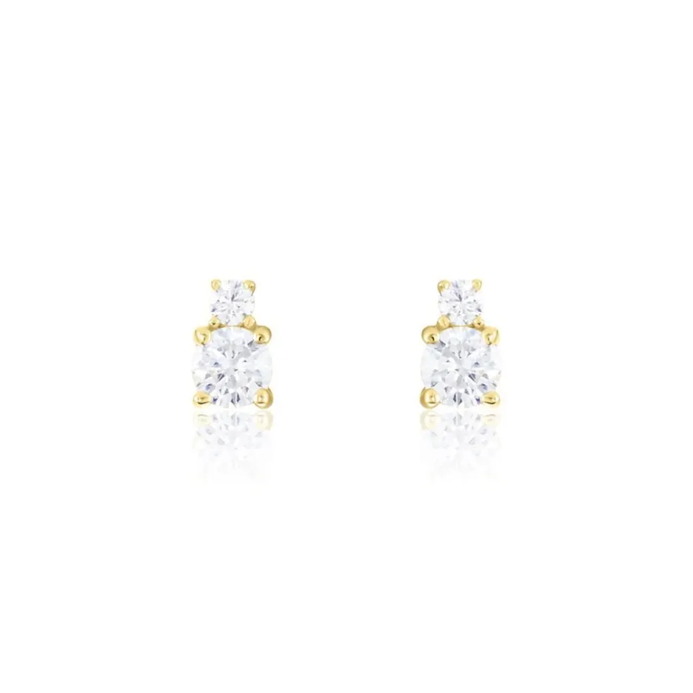 Boucles D'oreilles Puces Constancia Or Jaune Oxyde De Zirconium