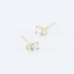 Boucles D'oreilles Puces Constancia Or Jaune Oxyde De Zirconium