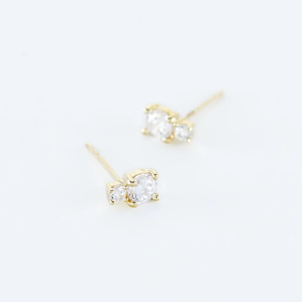 Boucles D'oreilles Puces Constancia Or Jaune Oxyde De Zirconium