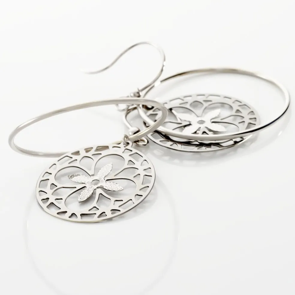 Boucles D'oreilles Puces Claudio Or Blanc
