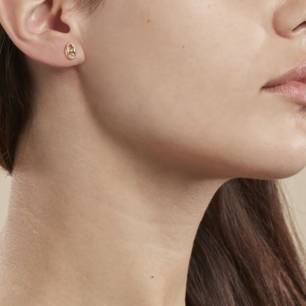 Boucles D'oreilles Puces Cara Grain De Cafe Or Jaune