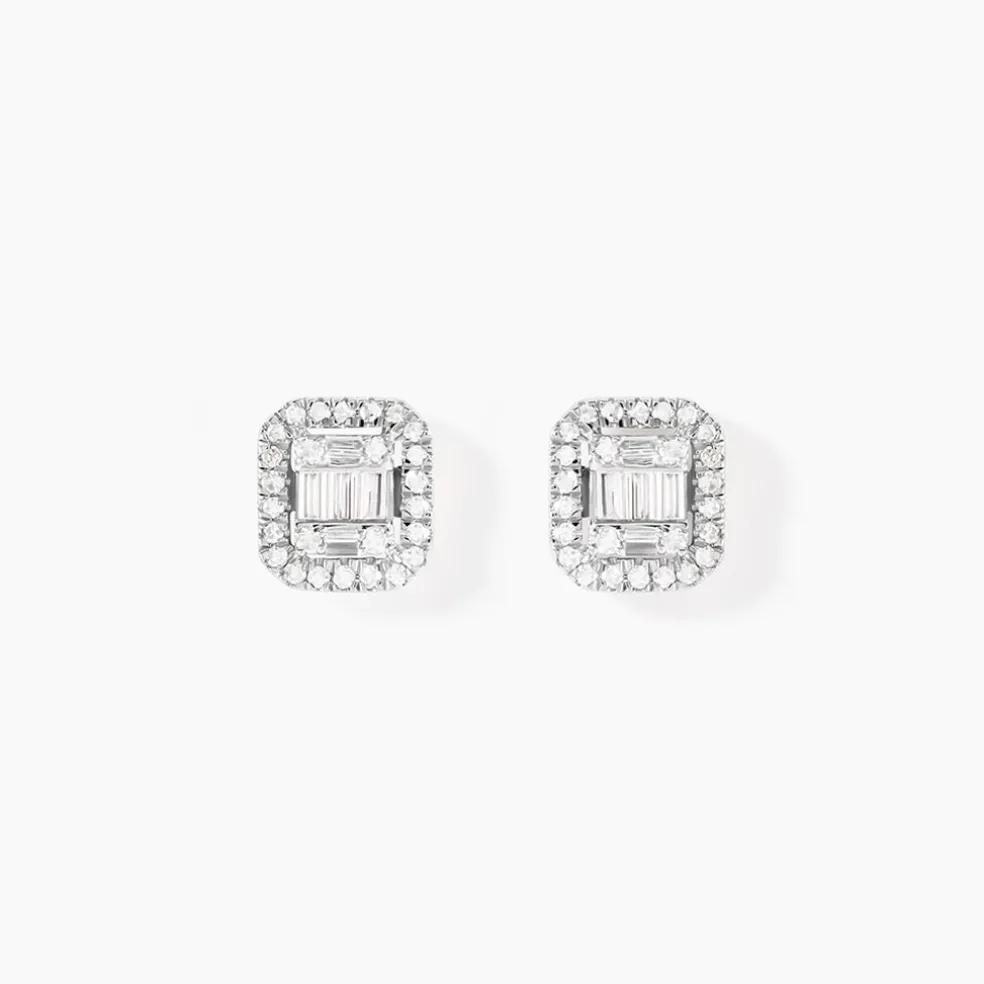 Boucles D'Oreilles Puces Collection 1986 Or Jaune Diamant
