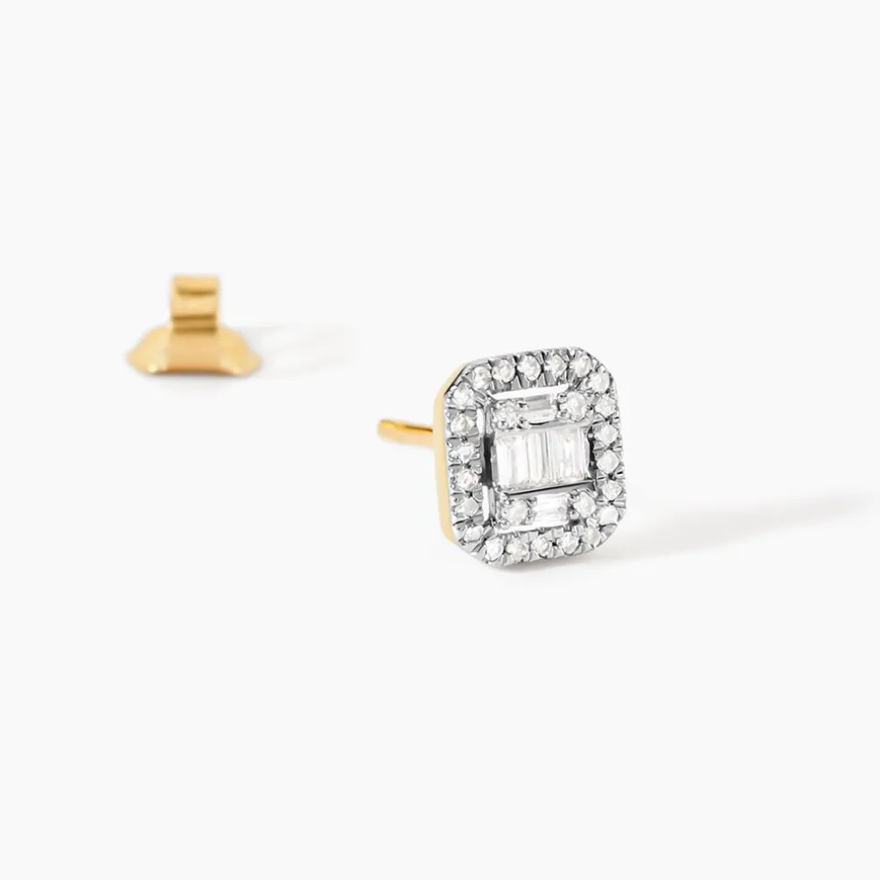 Boucles D'Oreilles Puces Collection 1986 Or Jaune Diamant