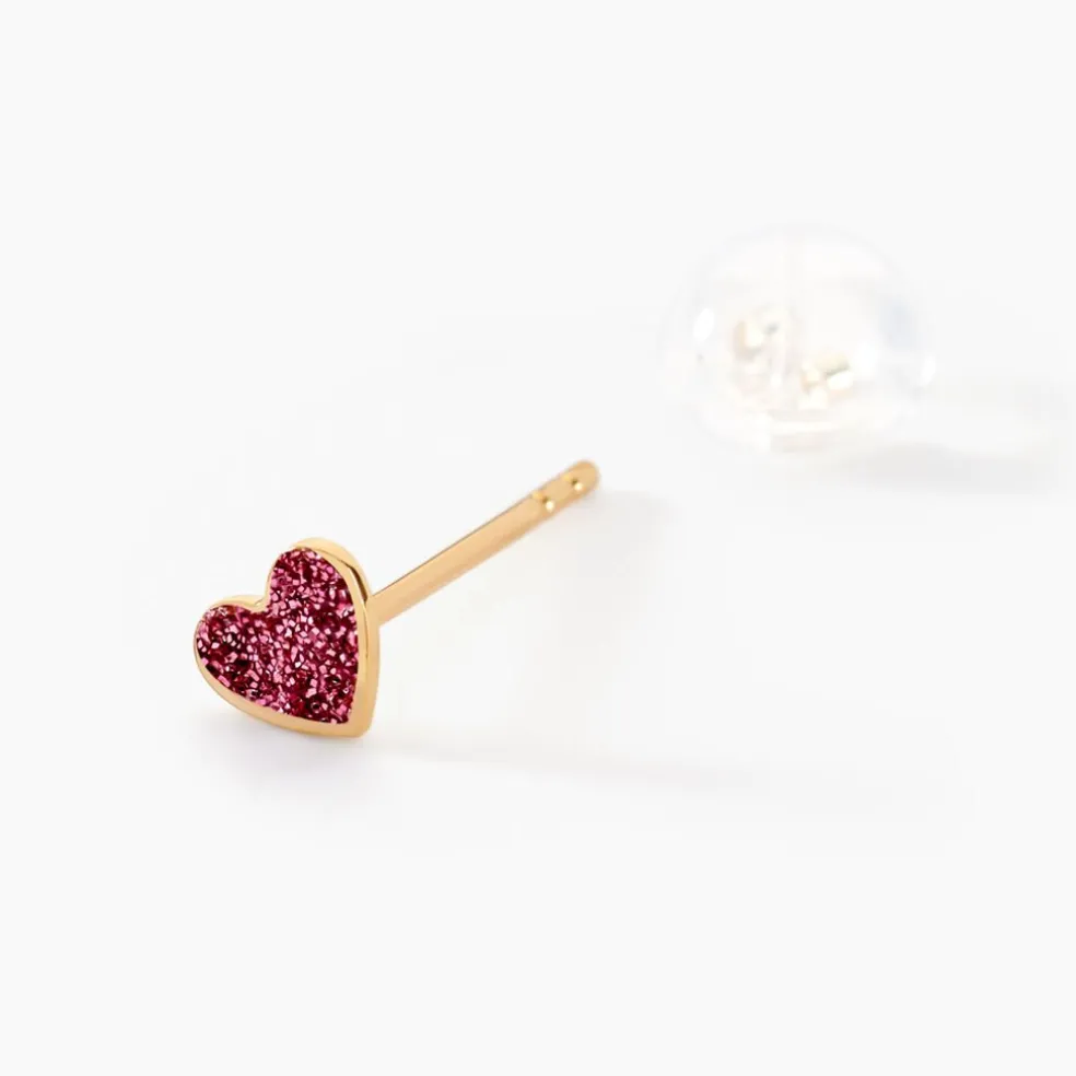 Boucles D'oreilles Puces Cerine Coeur Or Jaune