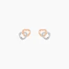 Boucles D'oreilles Puces Donna Coeurs Ajoures Or Rose