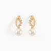 Boucles D'oreilles Puces Dominga Or Jaune Perle De Culture Et Oxyde