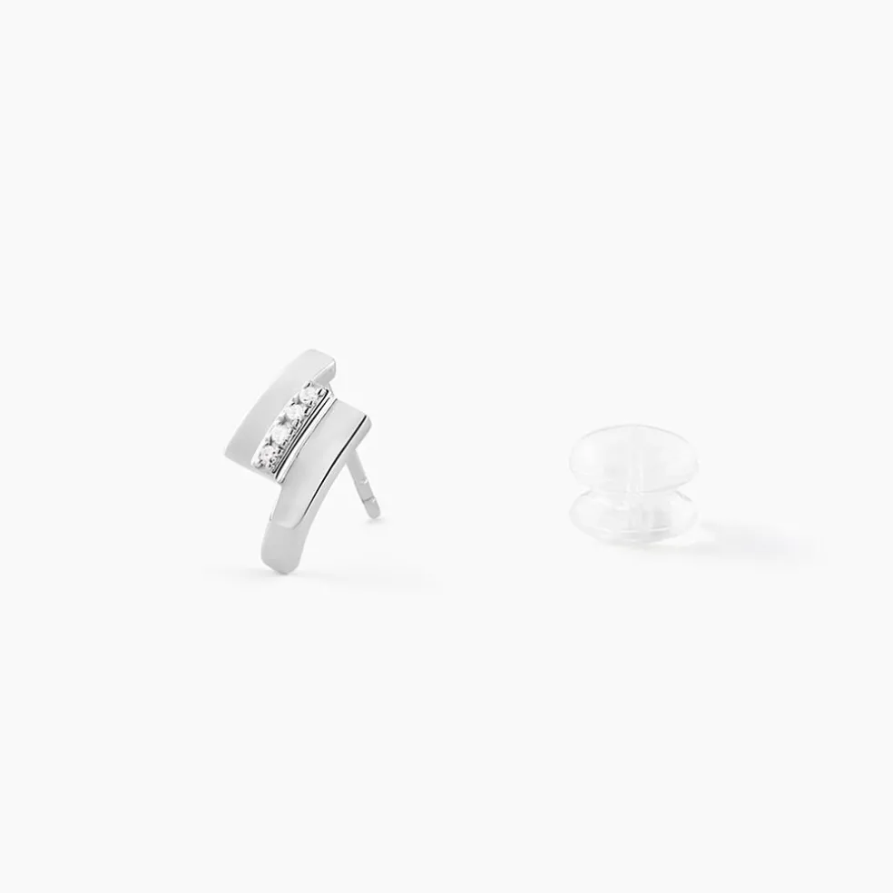 Boucles D'oreilles Puces Dolene Or Blanc Diamant
