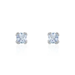 Boucles D'oreilles Puces Doreen Carre Or Blanc Oxyde De Zirconium