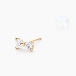 Boucles D'oreilles Puces Darina Noeud Or Jaune Oxyde De Zirconium
