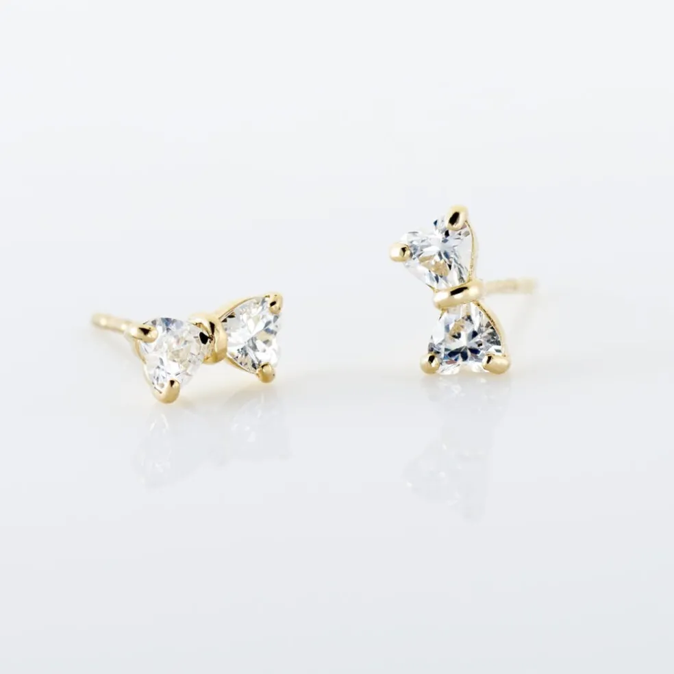 Boucles D'oreilles Puces Darina Noeud Or Jaune Oxyde De Zirconium