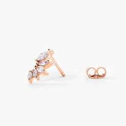 Boucles D'oreilles Puces Duchesse Argent Rose Oxyde De Zirconium