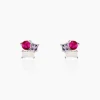 Boucles D'oreilles Puces Doja Argent Blanc Verre Spinelle Oxyde