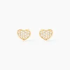 Boucles D'oreilles Puces Daria Coeur Plein Or Jaune Oxyde De Zirconium