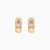 Boucles D'oreilles Puces Deonne Or Jaune Améthyste Oxyde De Zirconium