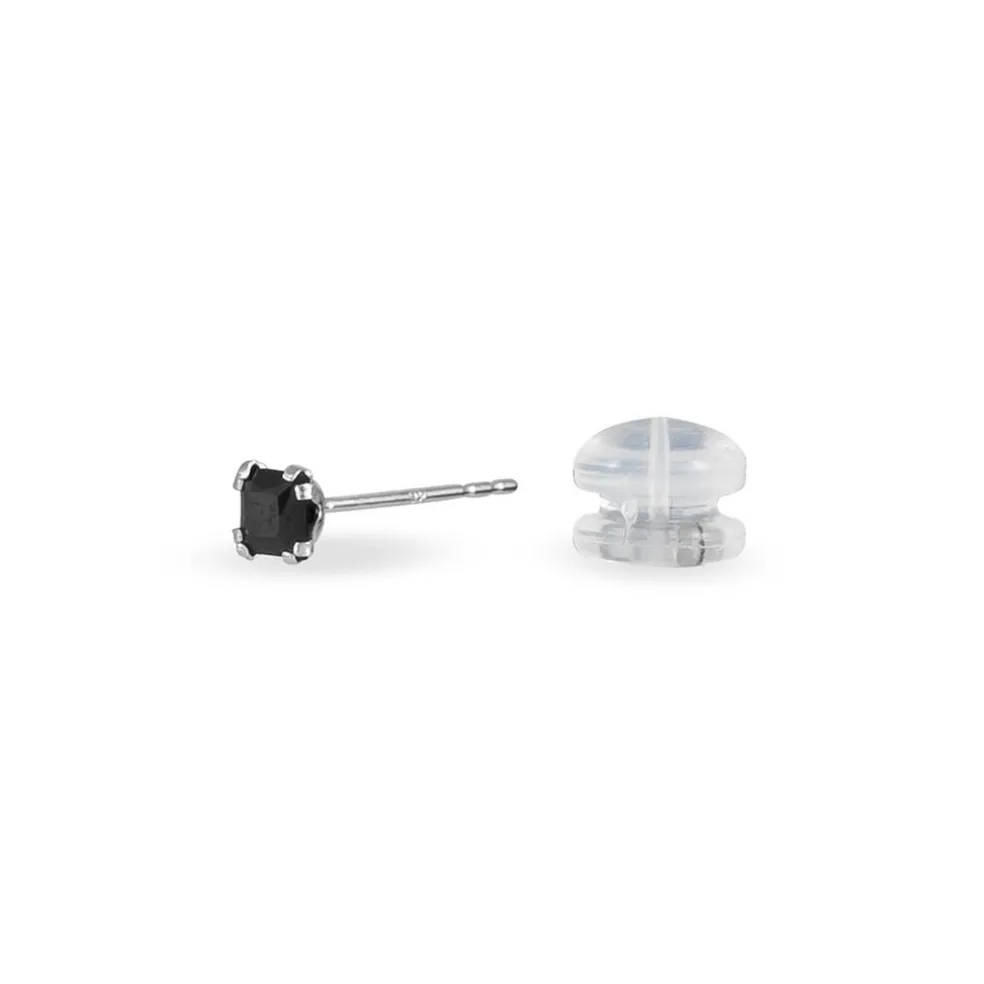 Boucles D'oreilles Puces Doreen Carre Or Blanc Oxyde De Zirconium