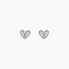 Boucles D'oreilles Puces Declaration Argent Blanc Oxyde De Zirconium