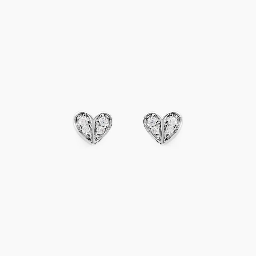 Boucles D'oreilles Puces Declaration Argent Blanc Oxyde De Zirconium