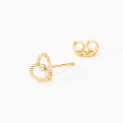 Boucles D'oreilles Puces Daria C艙ur 6 Or Jaune Oxyde