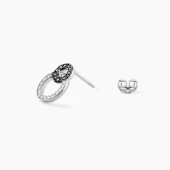 Boucles D'oreilles Puces Diana Argent Blanc Oxyde De Zirconium